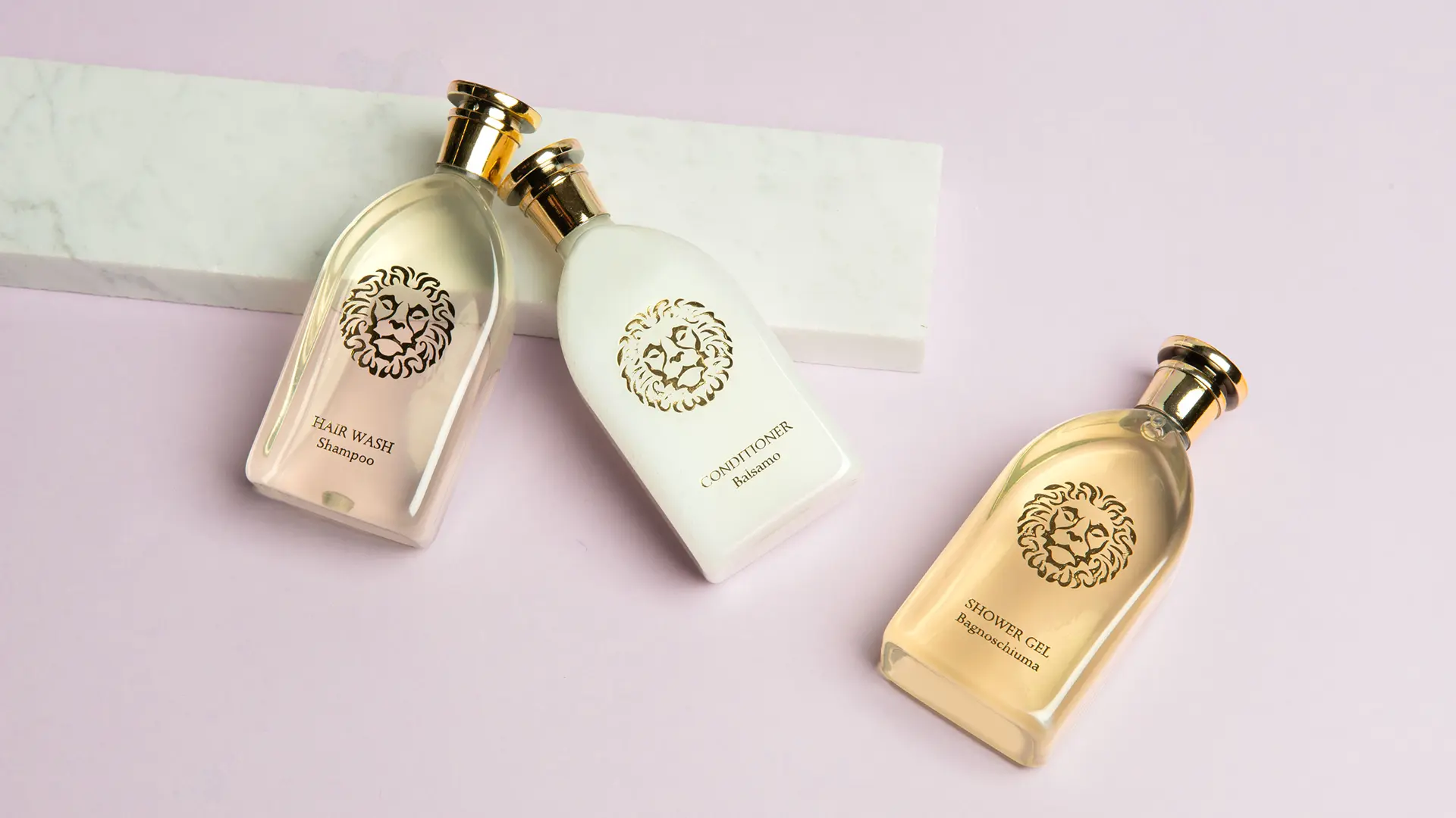 Elegant bottles of luxury hair and body products